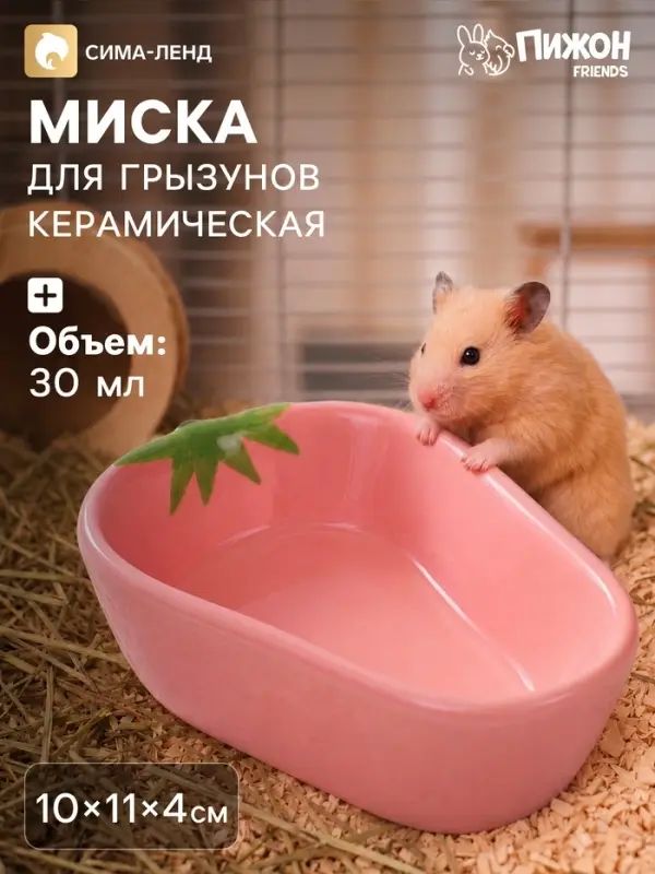 Миска для грызунов &laquo;Клубника&raquo;, 10&times;11&times;4 см, керамика