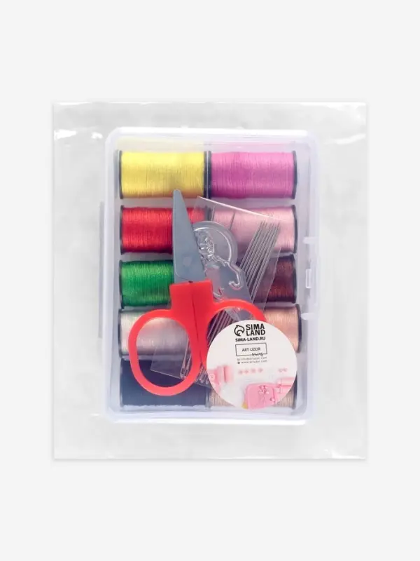 Швейный набор, 22 предмета, в пластиковом контейнере, 7.8&times;5.7&times;2.7 см