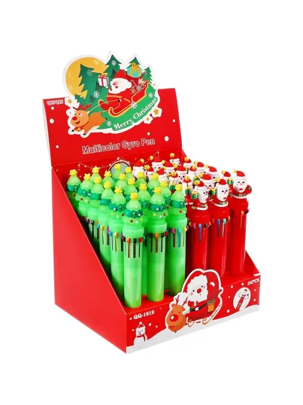 Ручка шариковая многоцветная Calligrata &laquo;Ёлка&raquo;, автоматическая, 10 цветов, 0.7 мм, подарочная, МИКС