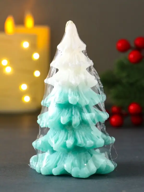 Свеча "Ёлочка новогодняя" 60*110мм, 2-х цветная, зеленая