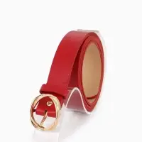 Ремень жен 05-01-01-01, Июнь2510, 2,9*0,3*110 см, без винта, пряж золото, 1 прокол, красный   109031