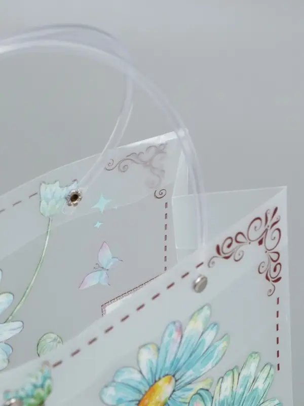 Пакет подарочный прозрачный, "Ромашки-васельки", 22 х 10 х 24 см