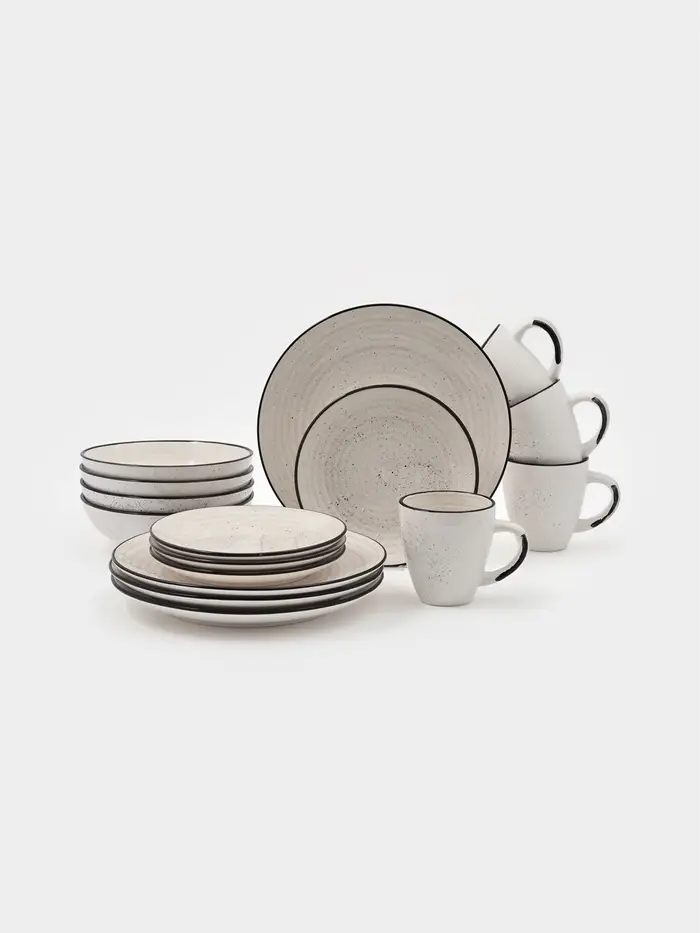 Набор посуды 16 предметов Доляна "Nature" Тар 27, 19 см, глуб тар 18 см, кружка беж в крап   1088421 Набор посуды 16 предметов Доляна "Nature" Тар 27, 19 см, глуб тар 18 см, кружка беж в крап   1088421