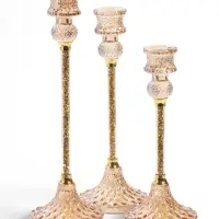 Подсвечники стеклянные &laquo;Квинси&raquo;, набор 3 шт., h=22, h=25, h=19 см, d=2.2 см