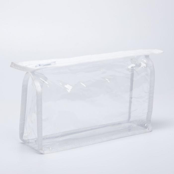 Косметичка на молнии, цвет белый/прозрачный Косметичка на молнии, цвет белый/прозрачный