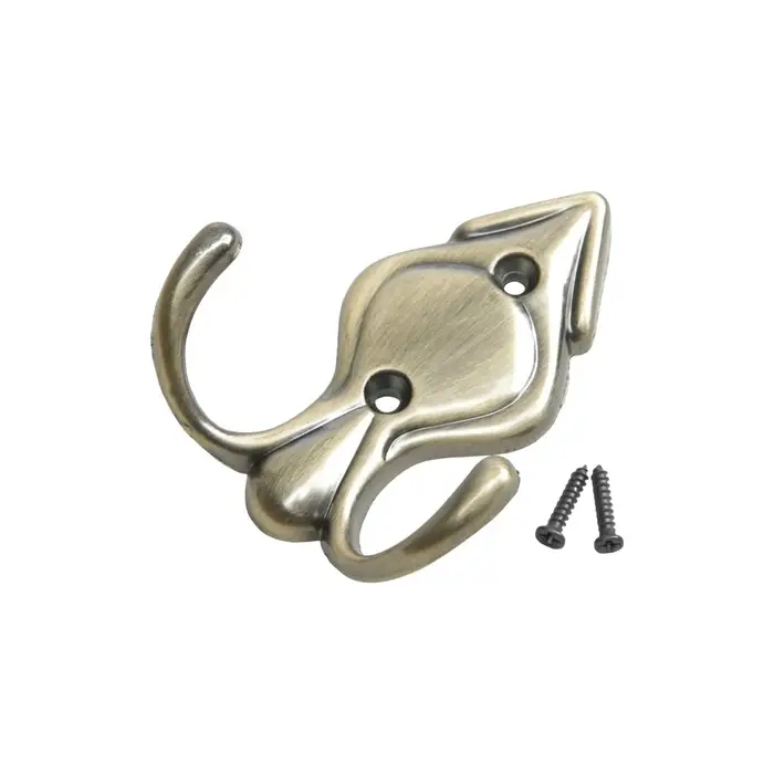 Крючок мебельный ТУНДРА TKd=025, двухрожковый, бронза