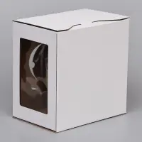 Коробка под торт 3 окна, с ручками, белая, 30&times;30&times;20 см