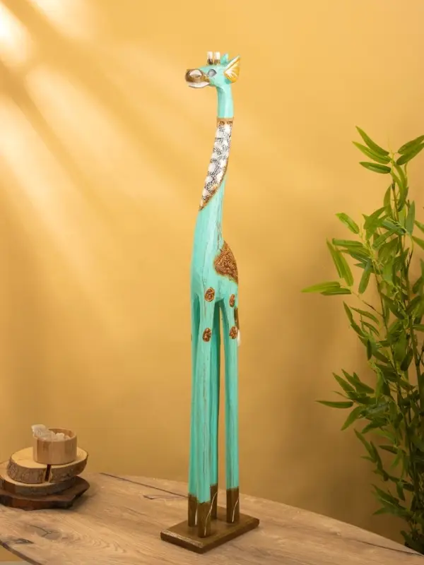 Сувенир Сувенир "Жираф" дерево 20х12х100 см, цв. бирюзовый