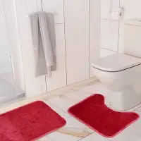 Коврики для ванной и туалета Доляна &laquo;Пушистик&raquo;, 2 шт., 38&times;40 см, 40&times;60 см, бордовые