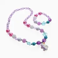 Набор детских украшений &laquo;Выбражулька. Единорог в цветах&raquo;, 2 предмета: бусы 45 см, браслет, d=5 см, фиолетовый