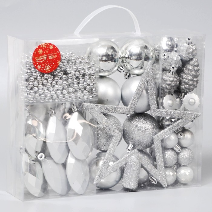 Набор украшений пластик 50 шт Набор украшений пластик 50 шт "Андромеда" серебро