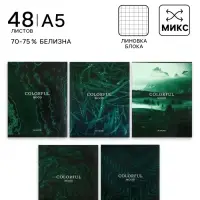Тетрадь 48 листов в клетку, Calligrata &laquo;Изумруд&raquo;, МИКС