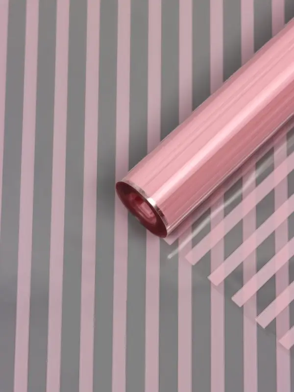 Пленка прозрачная с рисунком «Полосы узкие» Нежно-розовый 0.7×8.2±5%м