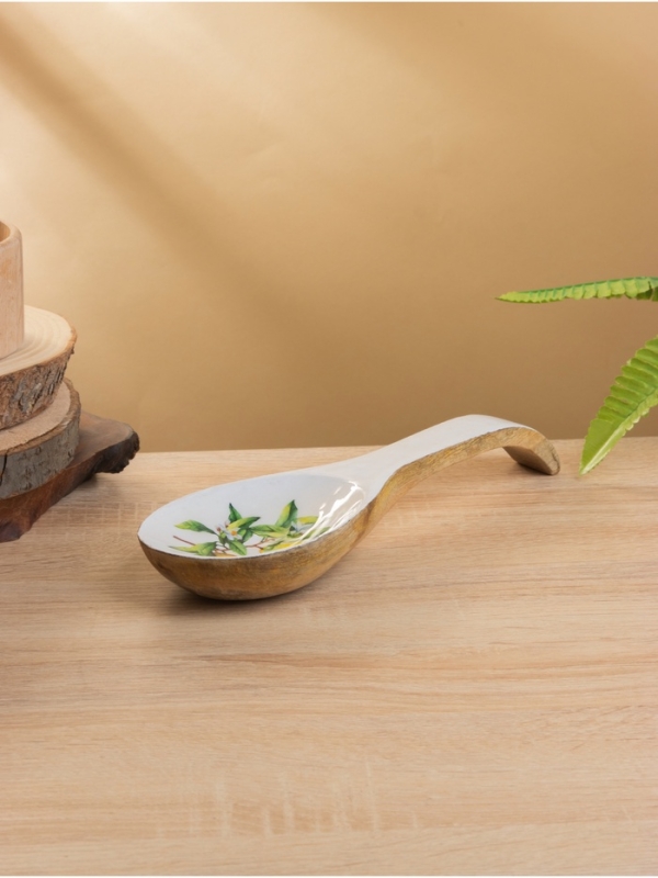 Подставка под ложку  Подставка под ложку "Лимоны" дерево манго 25,5х9х3,8 см