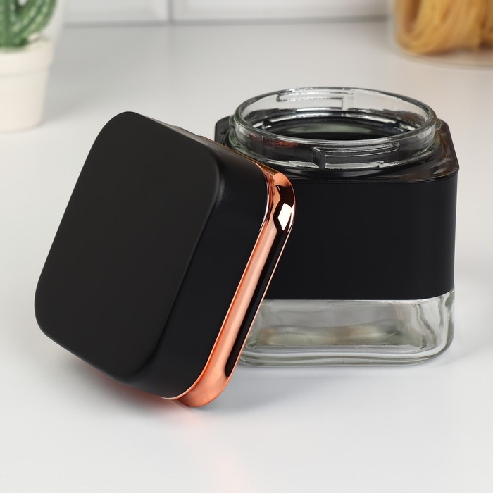 Банки стеклянные для хранения сыпучих продуктов «Классика», 500 мл, 9,5×11,8 см, 3 шт, цвет чёрный