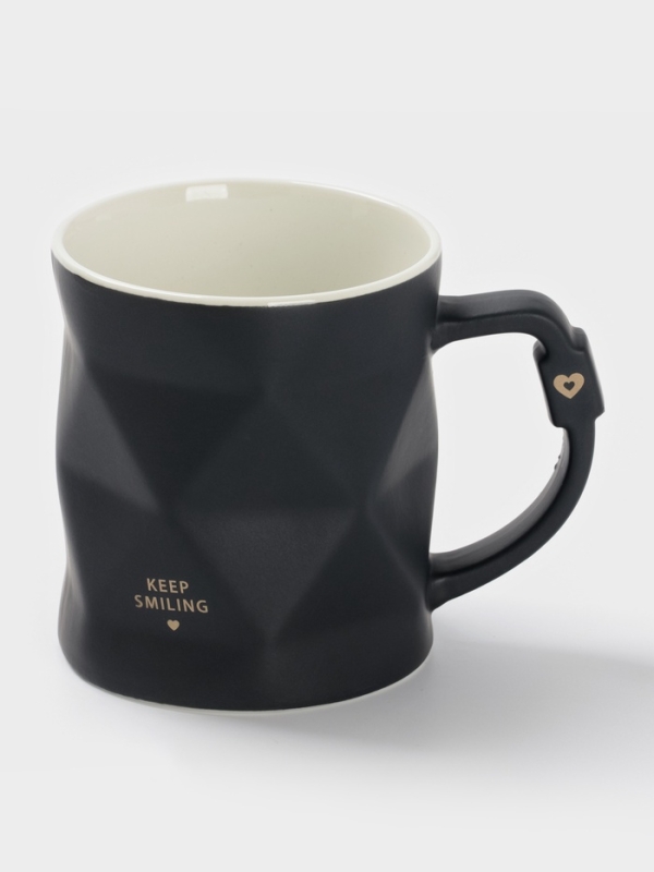 Кружка Доляна "Геометрия" 12,5х9х10 см, цвет черный