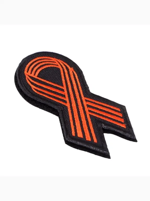 Георгиевская лента на липучке, шеврон, 8&times;4 см, чёрный, оранжевый