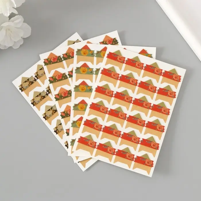 Набор уголков с кармашком для фотографий 24 уголка "Цветы. Винтаж" МИКС 12,5х9 см