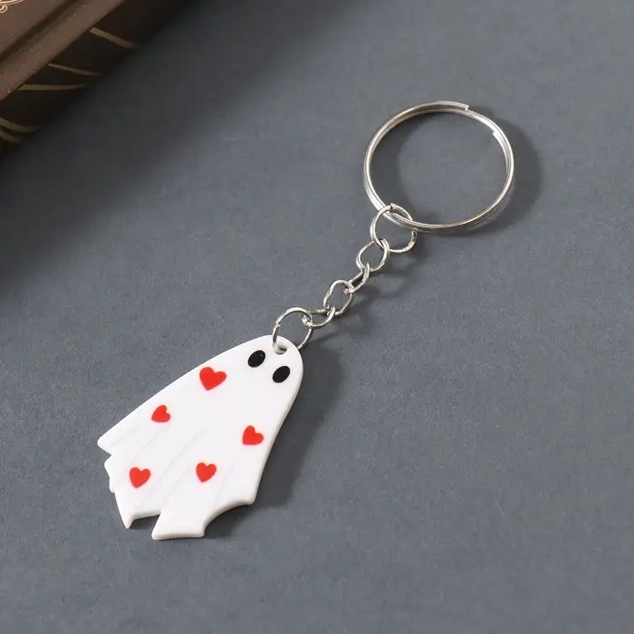 Брелок акрил "Привидение с сердечками" 3,7х2,6х0,2 см