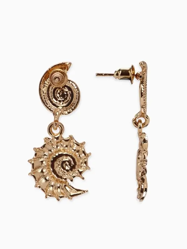 Серьги металл Серьги металл "Ракушки", цвет золото