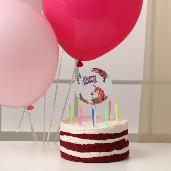 Набор для украшения стола &laquo;Единорог&raquo;: свечи, топпер, шары, в наборе 16 шт.