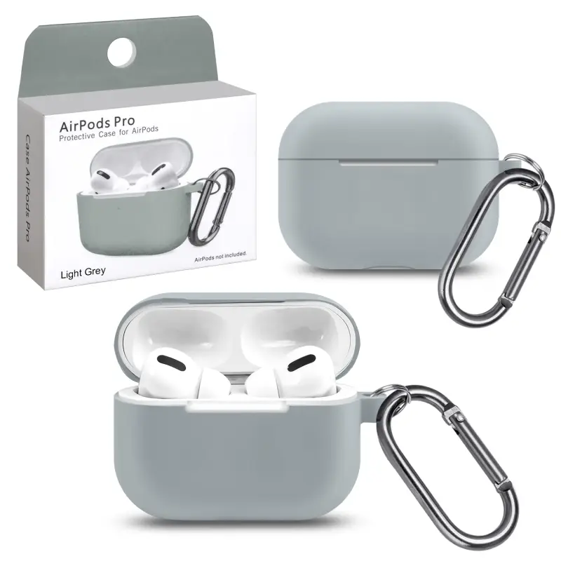 Чехол Apods Pro Light gray с карабином #17 Чехол Apods Pro Light gray с карабином #17