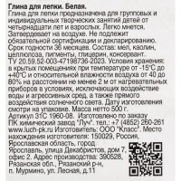 Глина для лепки белая, 500 г 31С 1960-08