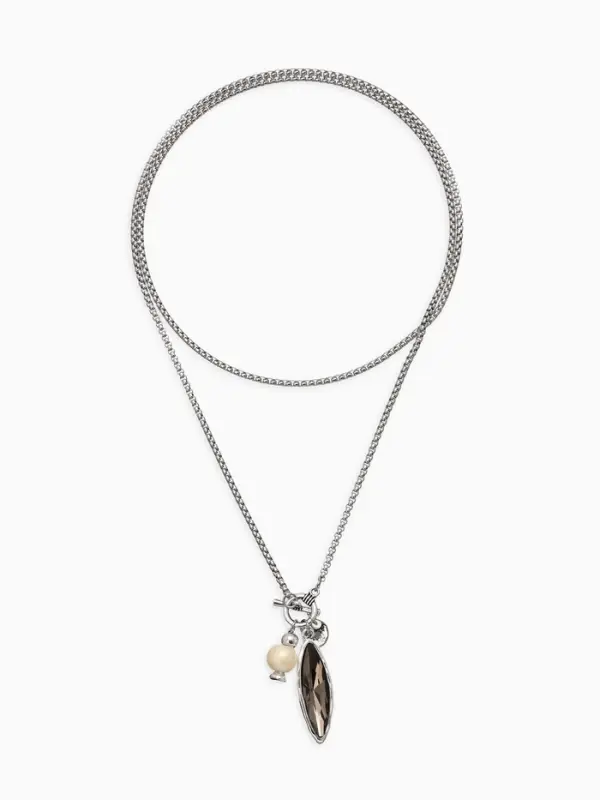 Кулон на цепочке &laquo;Стиль. Эллипс&raquo;, серый в серебре