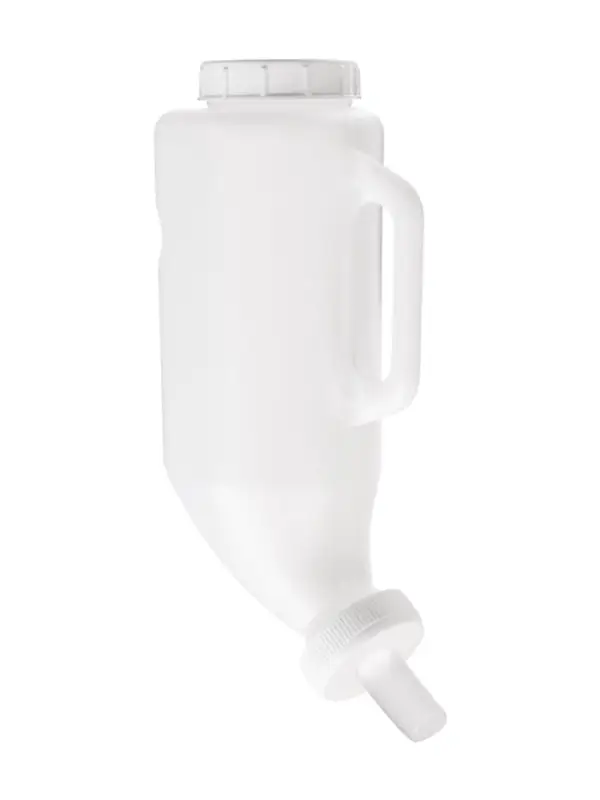 Бутылка для выпойки телят, 2 л, с ручкой, с крышкой, пластик, белая
