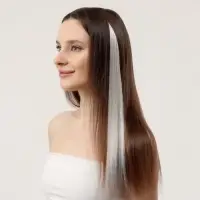 Цветная прядь, на заколке, 50 (± 5) см, 5 г, пепельная