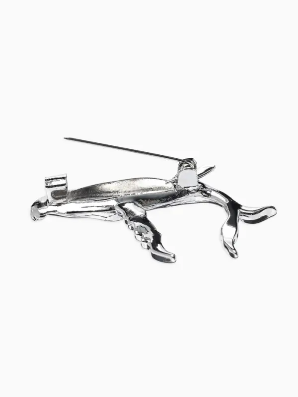 Брошь &laquo;Кит&raquo; морской, цвет серебро