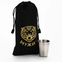 Стопки в чехле &laquo;Тигр&raquo;: нержавеющая сталь, набор 3 шт.&times;30 мл