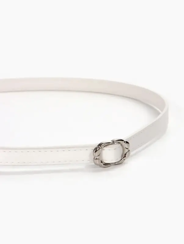 Ремень женский, узкий, 1.4&times;105 см, металлическая пряжка, белый