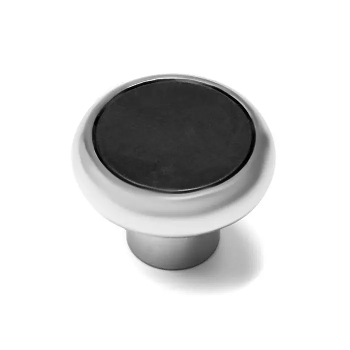 Ручка-кнопка ТУНДРА РК101, цвет хром с черной вставкой Ручка-кнопка ТУНДРА РК101, цвет хром с черной вставкой