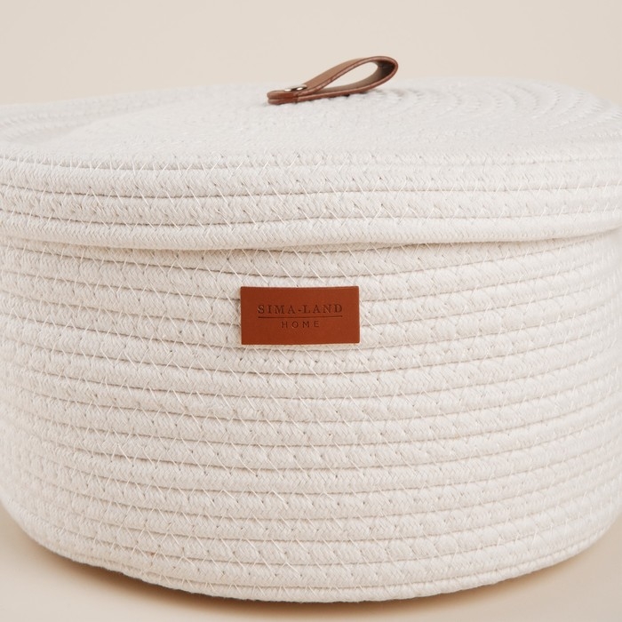 Корзина для хранения SL Home «Бэлл», плетёная ручной работы, малая, 25×25×13,5 см, цвет белый