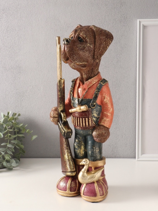 Сувенир полистоун "Пёс-охотник" 13,5х17х45 см