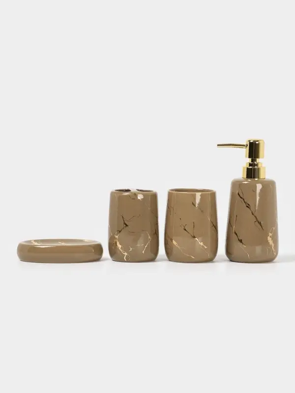 Набор аксессуаров для ванной комнаты SAVANNA &laquo;Гроза&raquo;, 4 предмета, мыльница, дозатор для мыла, 2 стакана, коричневый