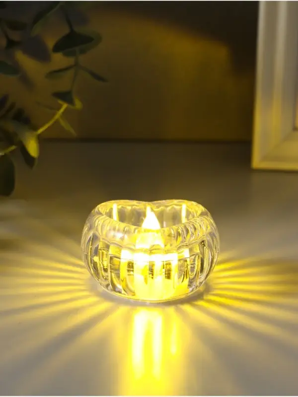 Светодиодная свеча LED - ночник RISALUX &laquo;Сердце в льдинке&raquo;, 3&times;LR1130, прозрачный, 5.5&times;5.5&times;3.3 см
