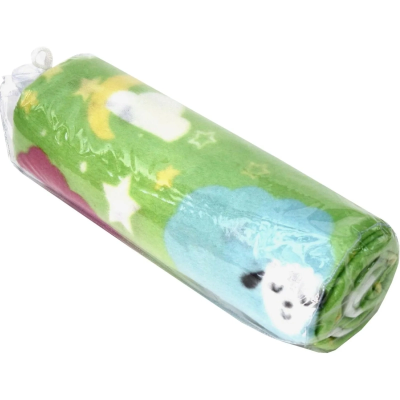 Плед флис ,&nbsp;130 X150 см, 120 гр/м2 , Барашки на салатовом