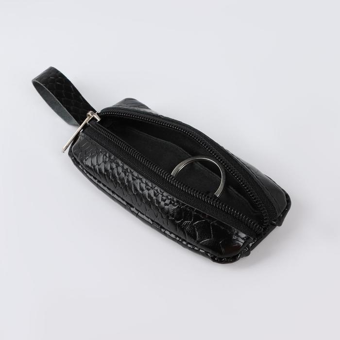 Ключница карманная на молнии, длина 10, 5 см, кольцо, цвет чёрный Ключница карманная на молнии, длина 10, 5 см, кольцо, цвет чёрный