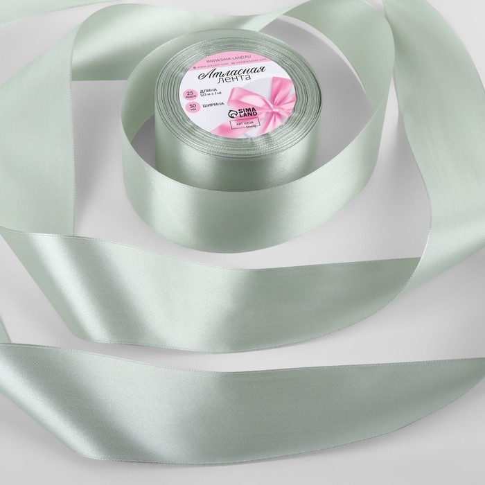 Лента атласная, 50 мм × 23 ± 1 м, цвет серебряный №176 Лента атласная, 50 мм × 23 ± 1 м, цвет серебряный №176