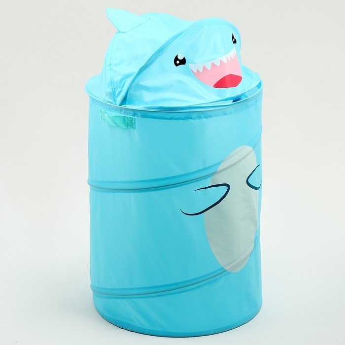 Корзина для хранения игрушек «Акула» с ручками и крышкой, 55 х 33 х 33 см, голубая Корзина для хранения игрушек «Акула» с ручками и крышкой, 55 х 33 х 33 см, голубая