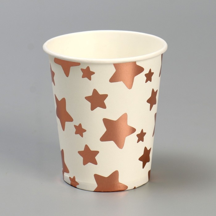 Стакан бумажный «Звёзды», набор, 6 шт., цвет розовое золото Стакан бумажный «Звёзды», набор, 6 шт., цвет розовое золото