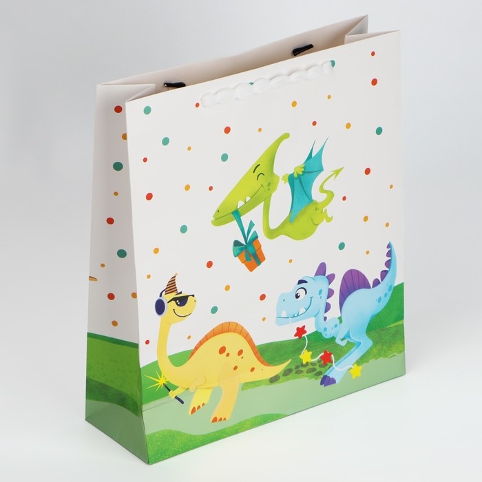 Пакет ламинированный вертикальный &laquo;Динозавр: С днём рождения&raquo;, M 26 х 30 х 9 см