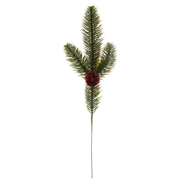 Декор «Веточка ели с шишкой», набор 4 шт., размер 1 шт. — 28 см Декор «Веточка ели с шишкой», набор 4 шт., размер 1 шт. — 28 см