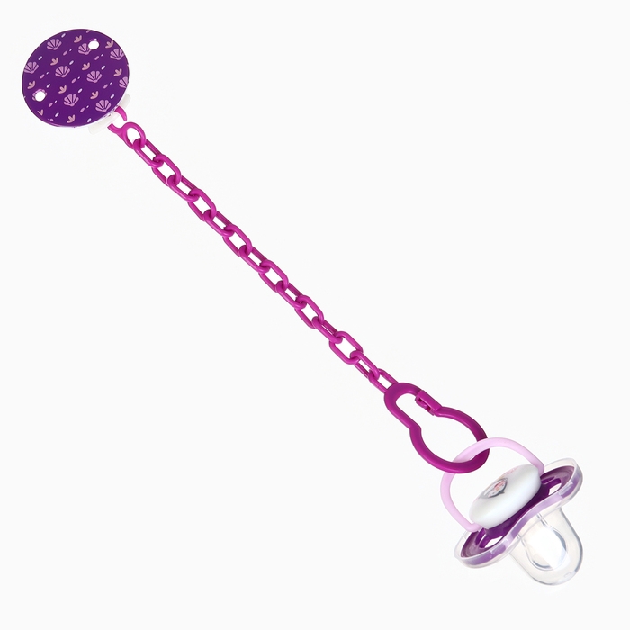 Набор: Соска - пустышка с держателем «Пингвинчик», анатомическая +6 мес, цвет фиолетовый Набор: Соска - пустышка с держателем «Пингвинчик», анатомическая +6 мес, цвет фиолетовый