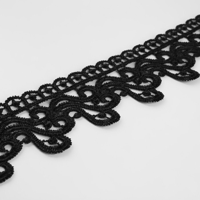 Кружево гипюровое, 45 мм × 9 ± 0,5 м, цвет чёрный Кружево гипюровое, 45 мм × 9 ± 0,5 м, цвет чёрный