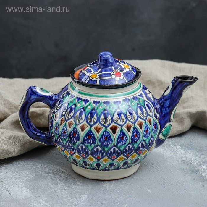 Чайник Риштанская Керамика  Чайник Риштанская Керамика "Узоры", 1000 мл, синий
