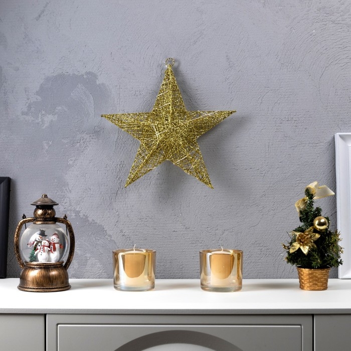 Светодиодная фигура «Золотистая звезда» 30.5 см, металл, батарейки ААх2 (не в комплекте), свечение тёплое белое Светодиодная фигура «Золотистая звезда» 30.5 см, металл, батарейки ААх2 (не в комплекте), свечение тёплое белое