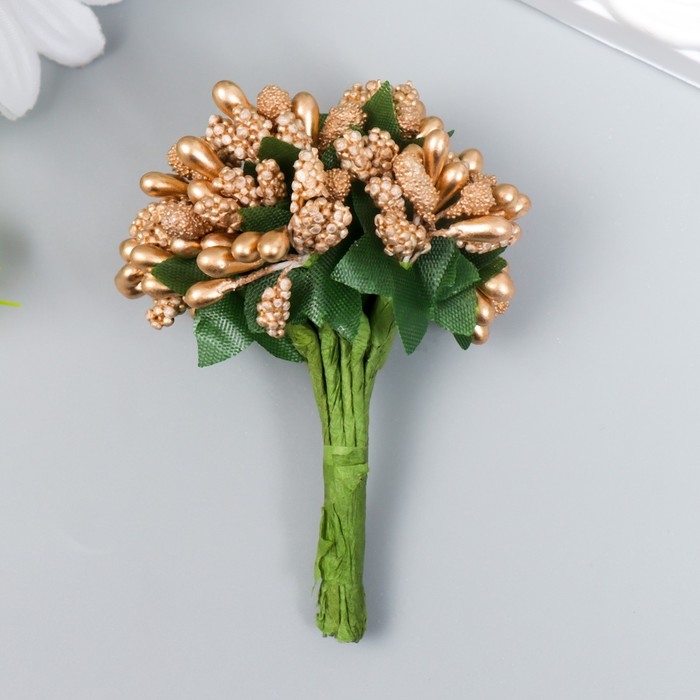 Цветы для декорирования Цветы для декорирования "Соцветие" золотой 1 букет=12 цветов 8,5 см